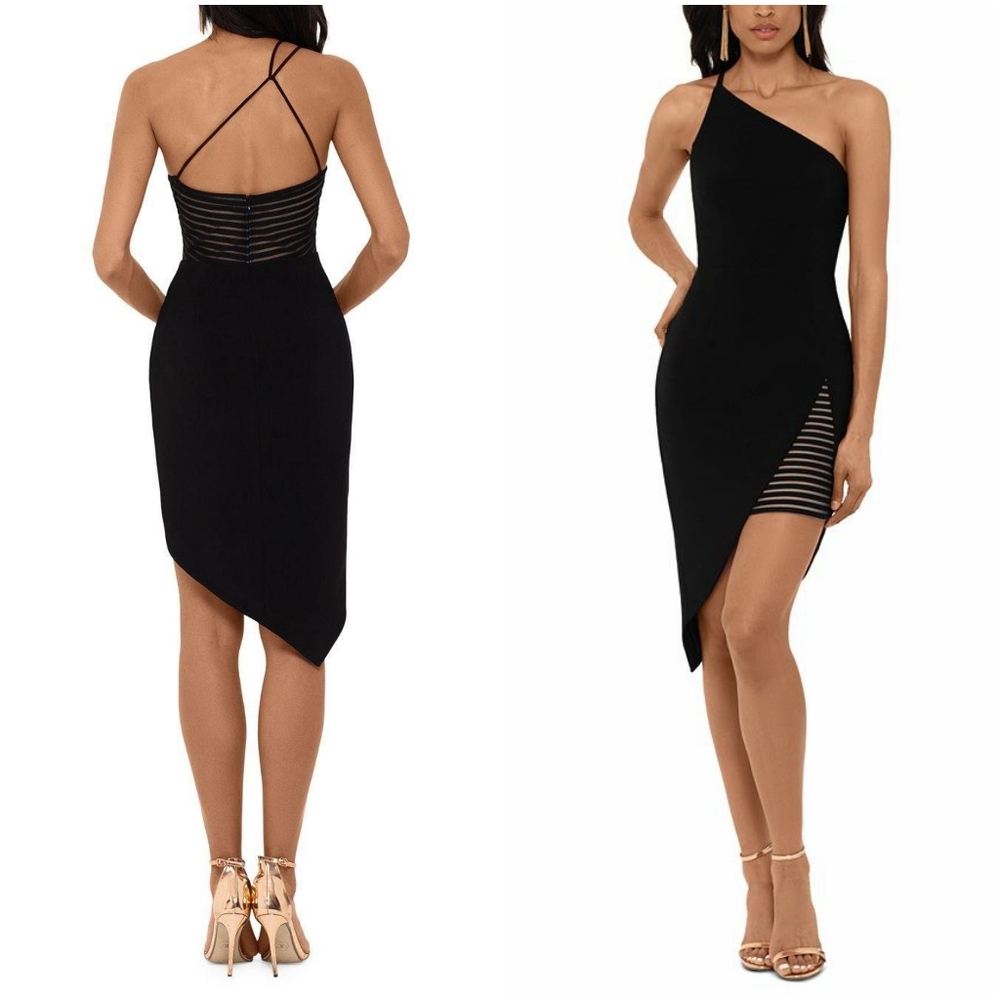 Xscape Black Asymmetrical Dress